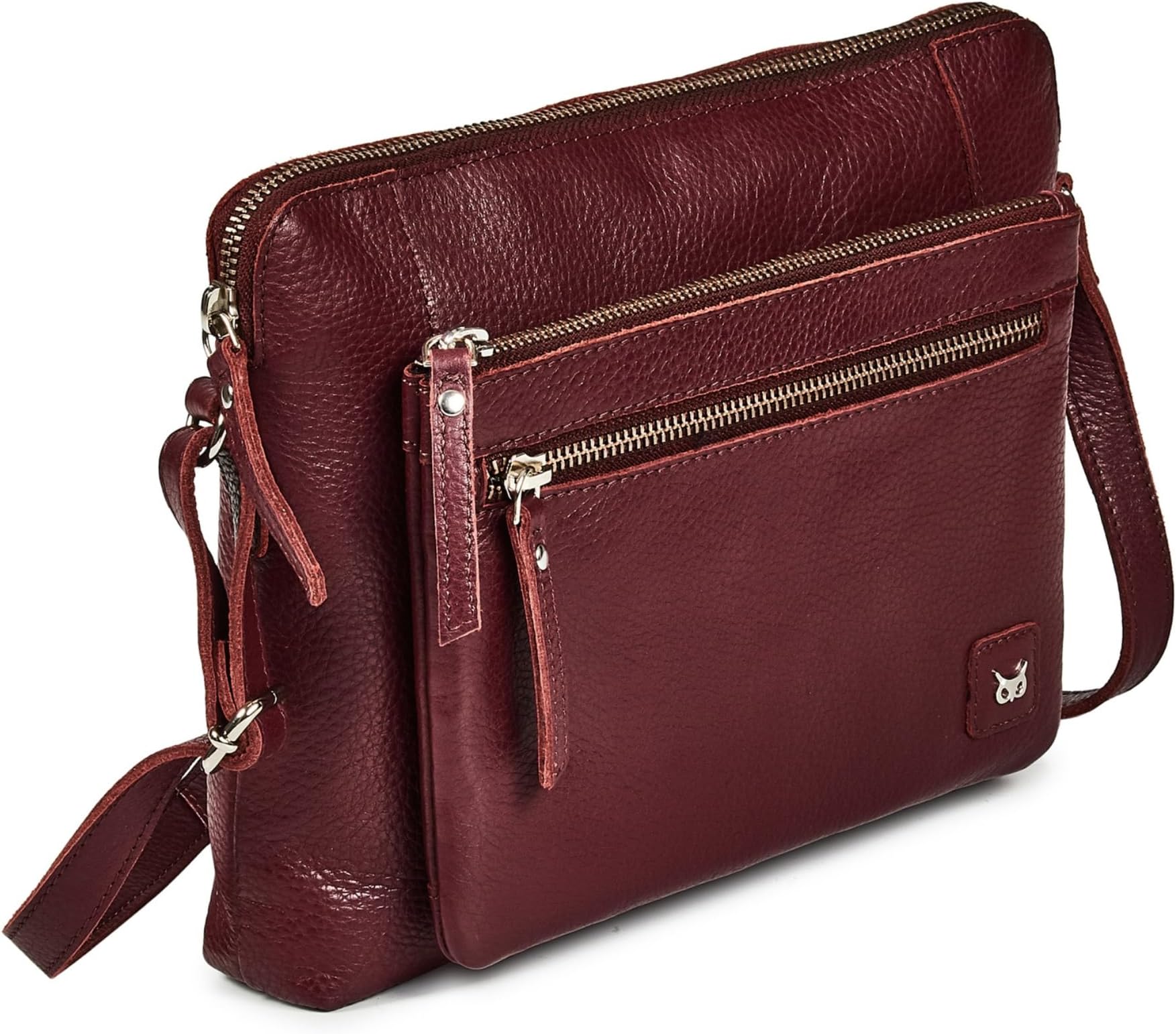 Leather Crossbody Bags for Women Small Soft Genuine Pebbled Sling Shoulder Handbag Crossover Purse with Full Adjustable Strap (Burgundy Nappa)