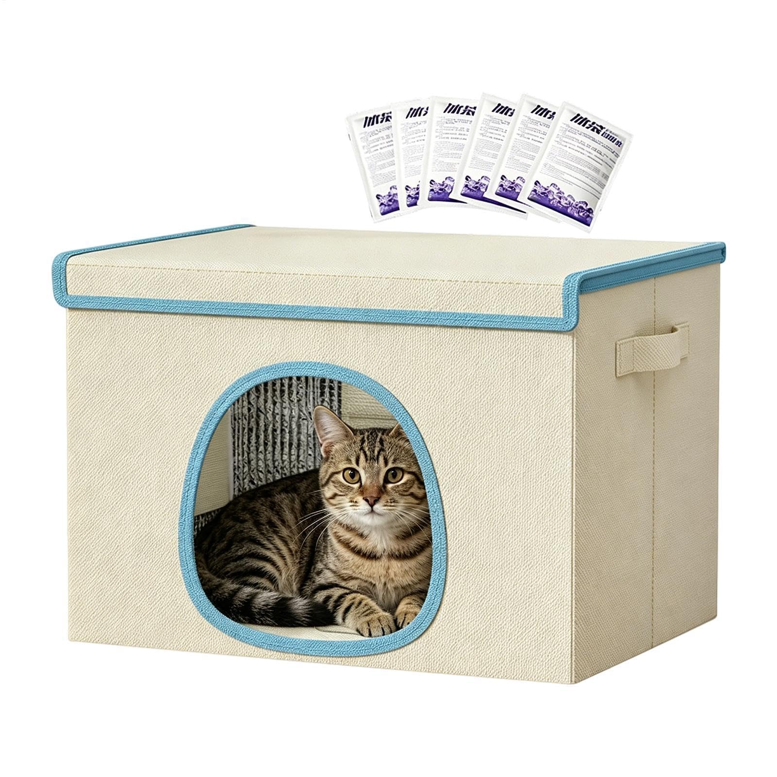 Kühlendes Katzenhaus Kittenhaus mit 6 Kühlpacks | -Abkühlhöhle für Trainer Wohnung Home Office Schlafzimmer Wohnzimmer Arbeitszimmer Balkon Garten Hof