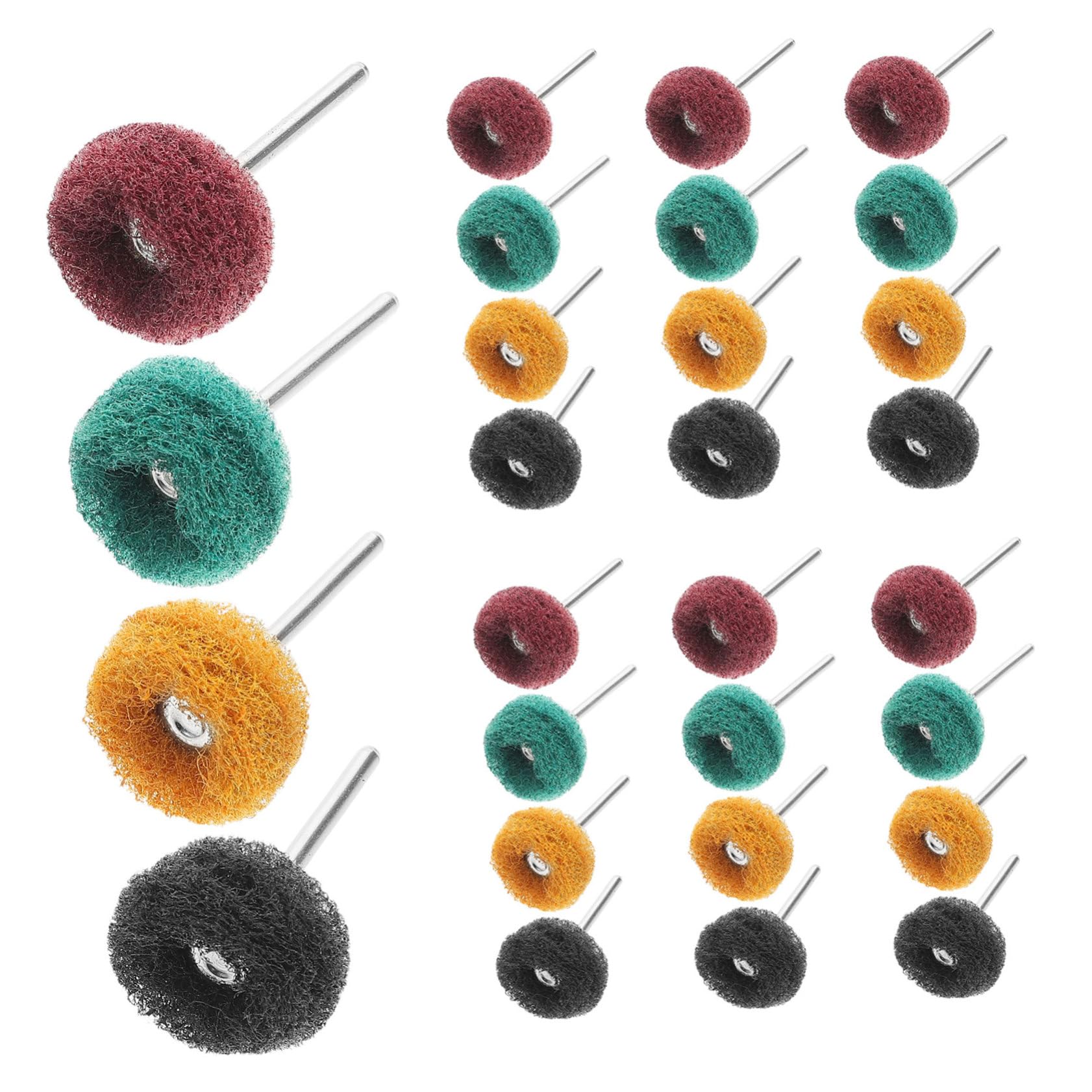 SOLUSTRE 40pcs Abrasive Buffing Wheel Kit T-Type Fiber Wheel Polishing Grinding Nylon Wire Drawing Heads for Drill Attachment