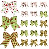 MACTING 18PCS Red Green Christmas Bows 6 Inch Large Christmas Tree Bows for Wreaths Garland Gift Wrapping Christmas Dot Bows Ribbon Ornaments for Holiday Party Crafts Xmas Decorations