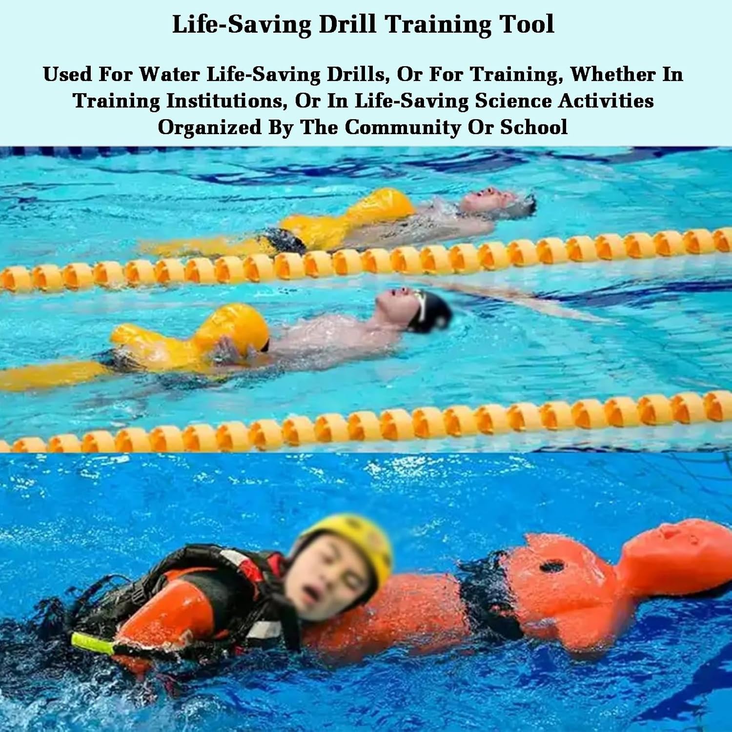Water Life Saving Competitive,Realistic Water Training Dummy,Heavy Duty Drowning Prevention Teaching Tools,Full Load 50kg,Weight Adjustable(Yellow)