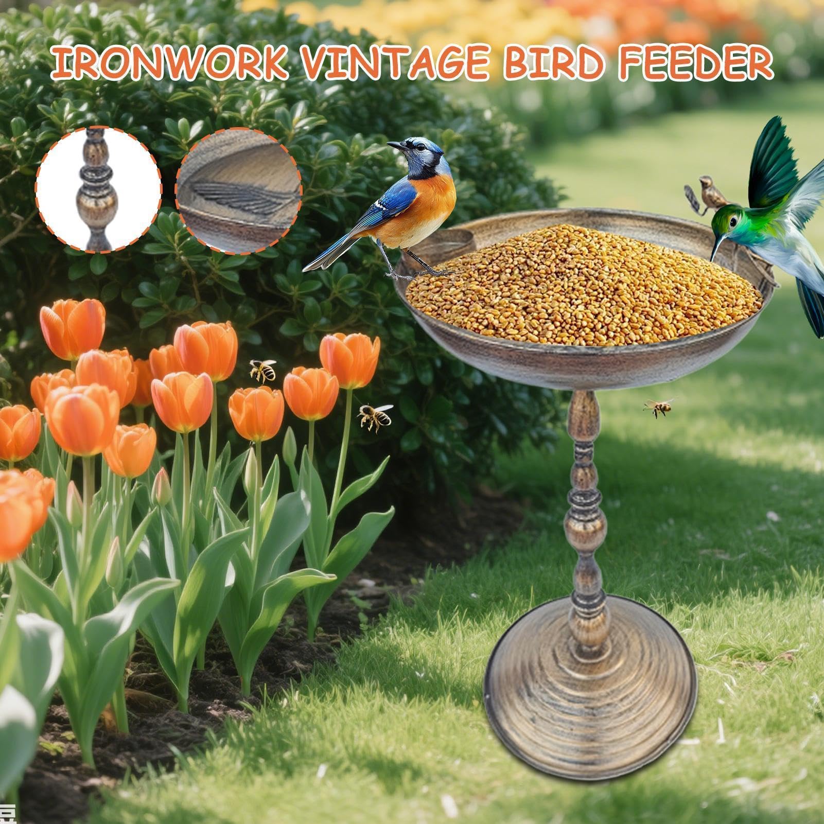 Bebederos para Aves De Exterior Bebedero Exterior de Pájaros con Base | Cuenco De Agua En Hierro Para Balcón, Loros, Colibrís Y Periquitos