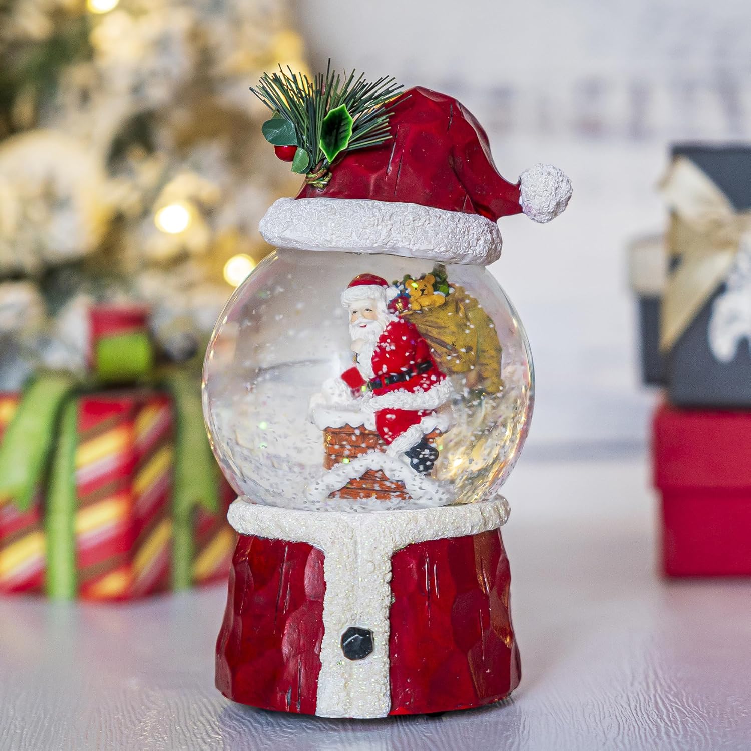 DUSVALLY Christmas Santa Snow Globe for Friends and Family, Music Glitter Water Ball Festival Decor, 7''H,100 mm Glass Globe Decoration for Home and Office - Image 9