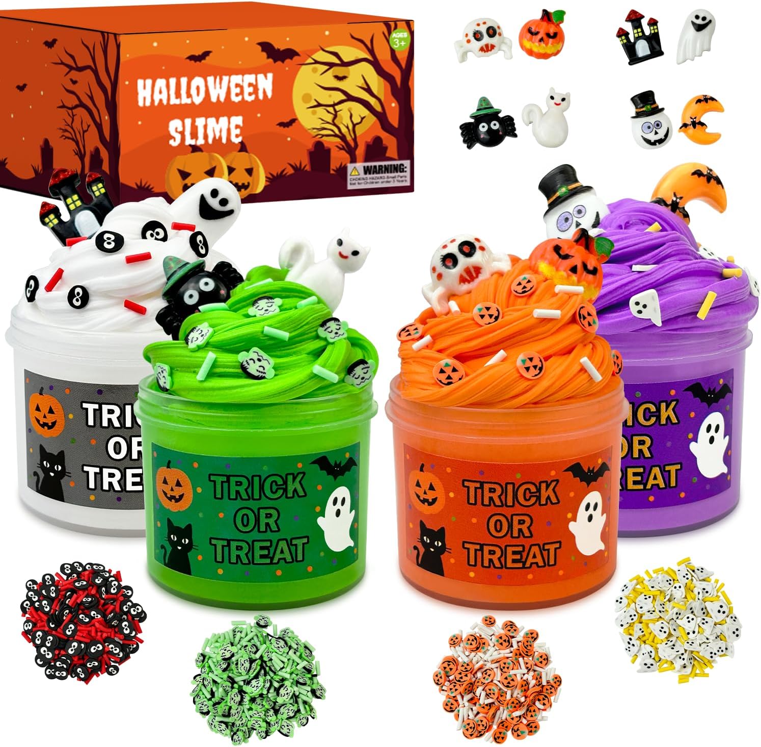 Halloween Slime Party Favors Supplies for Toddlers 8 PCS,Boo Basket Goody Gift Bag Stuffers for Kids,Non Candy Trick or Treat Toys Items,Small Carnival Classroom Games Activities Stuff for Boys Girls