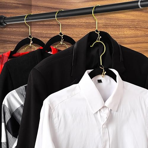 Miniatura 3 de Ganchos de conector para colgar ropa ganchos extensores de metal para colgar perchas de terciopelo de plástico de madera ahorro de espacio dorado 50