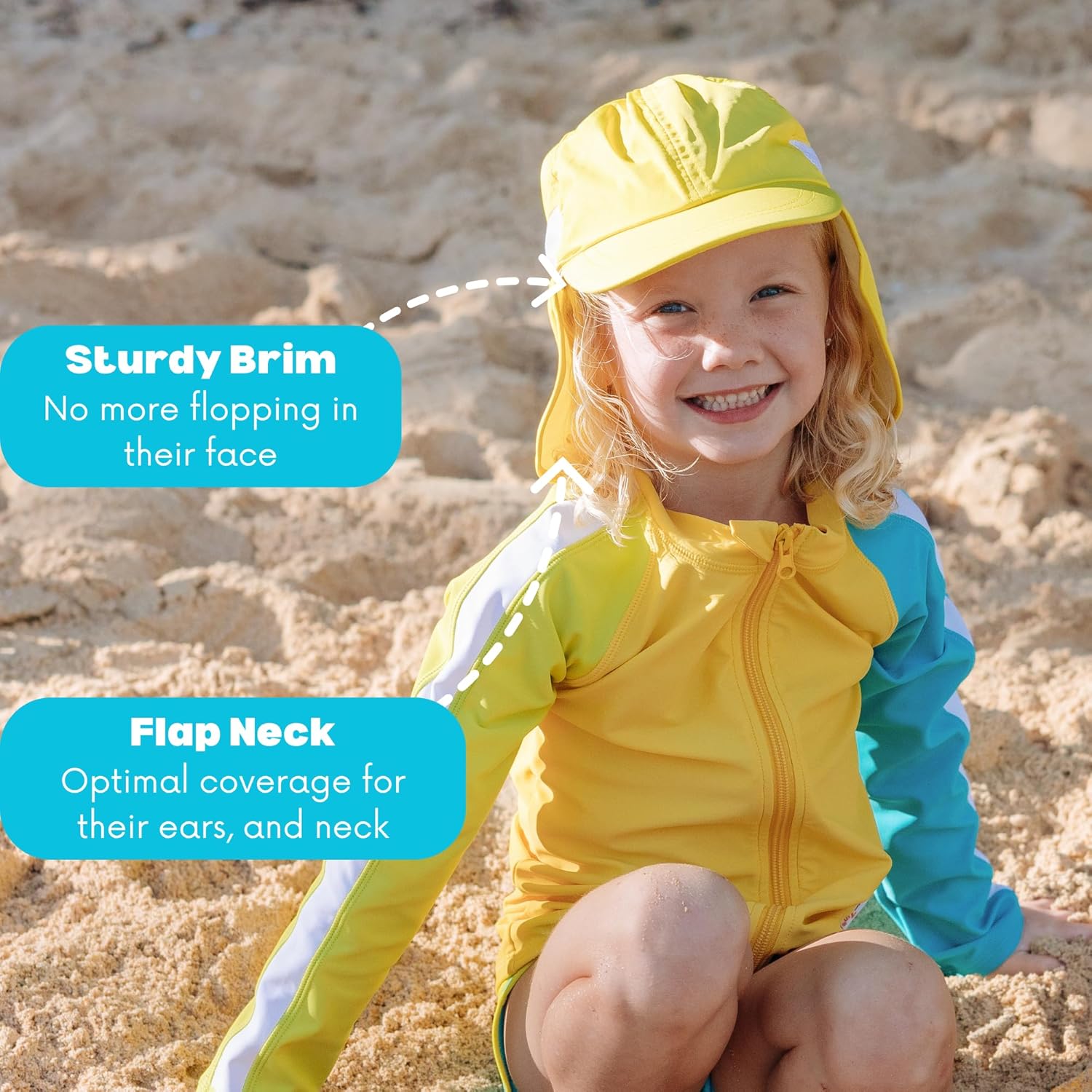 SwimZip Sun Hat with Neck Flap | UPF 50+ Protection for Baby, Toddler, and Kids - Image 7