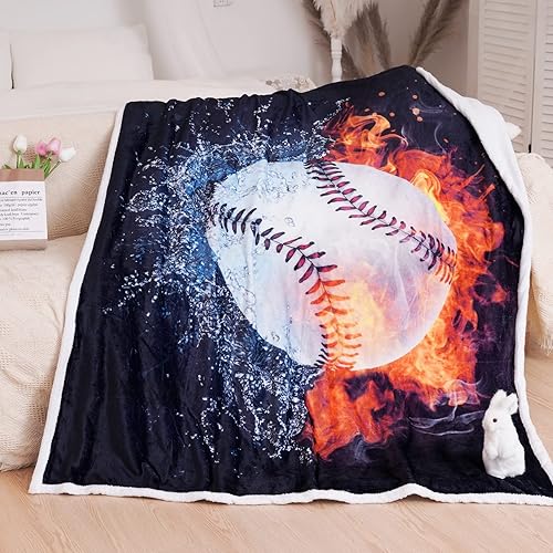 Miniatura 8 de Blytheyes Manta de béisbol de franela, manta de béisbol suave, adorable manta de cama para niños, manta de franela súper suave para oficina,