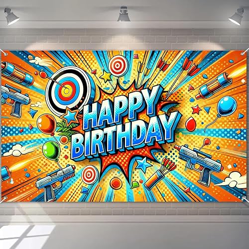 BlissYard Pastel Flower Birthday Banner, 71x43 Inch Polyester Decor