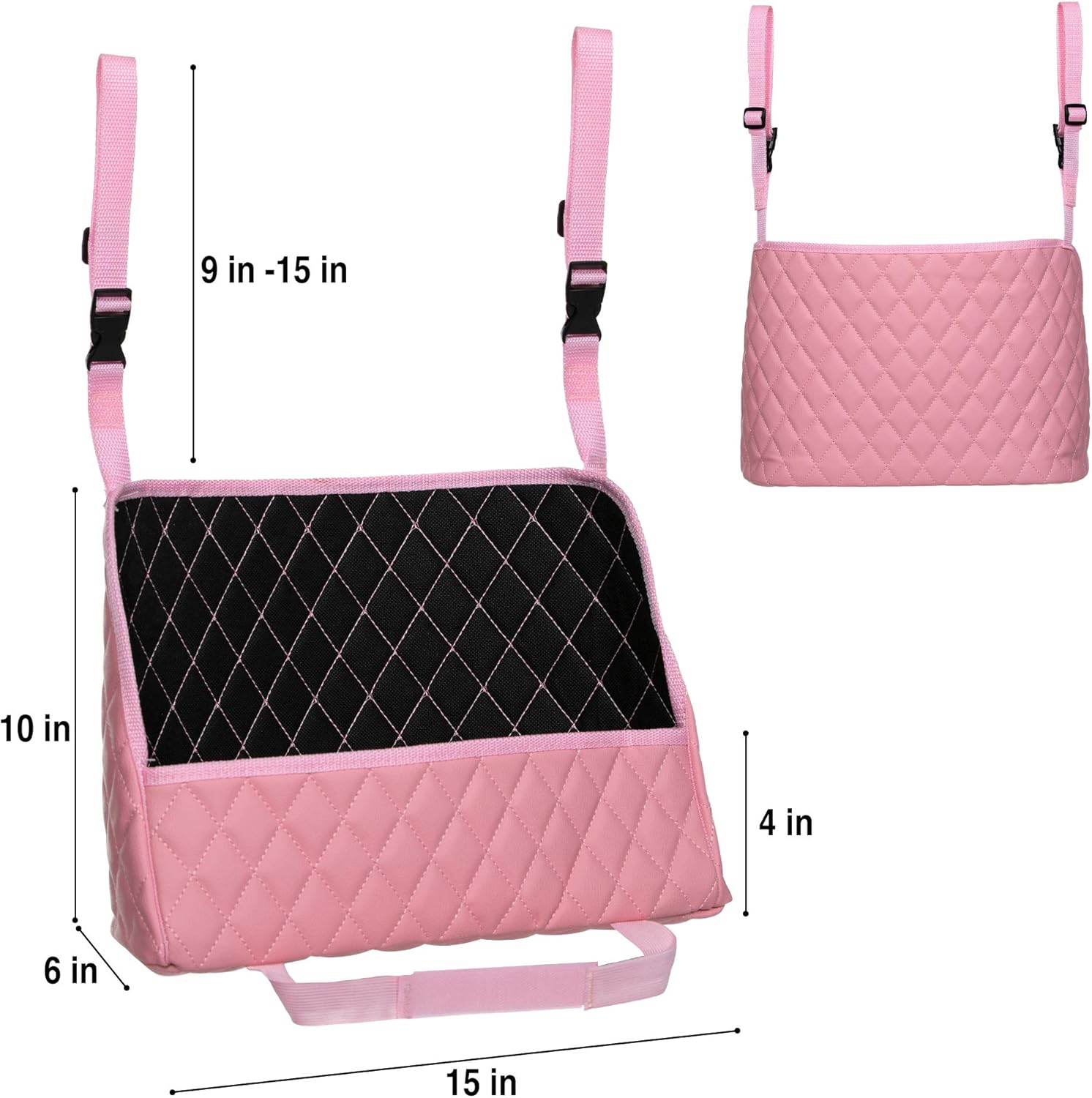 Car Net Handbag Holder Between Seat Car Organizer, Pocket Handbag Holder, Car Purse Storage, Phone Caddy in Pink by Ohana HomeWorks Photo