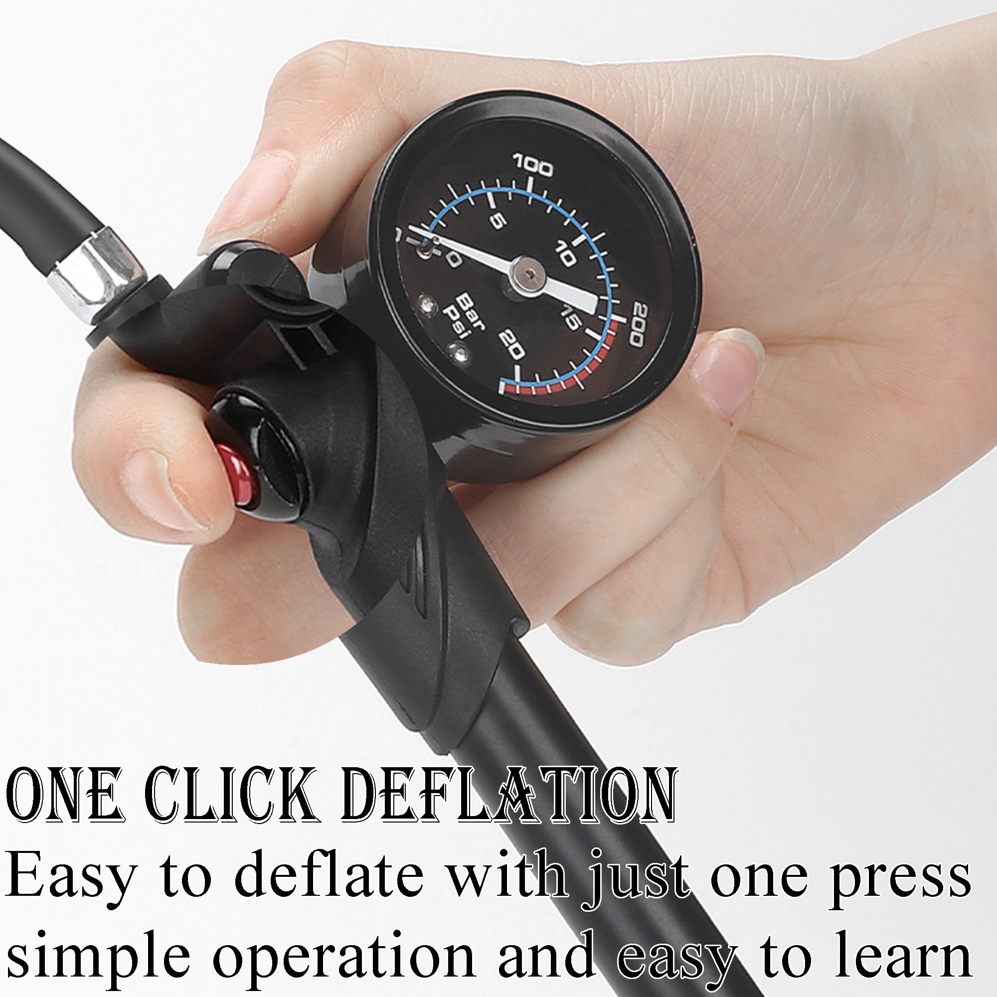 400 Psi Pompe à Amortisseur Haute Pression, Pompe à Choc Haute Pression avec Manomètre Et Bouton De Purge, Pompe De Choc pour Fourche Et Suspension Arrière, Mini Pompe Portable, Noir
