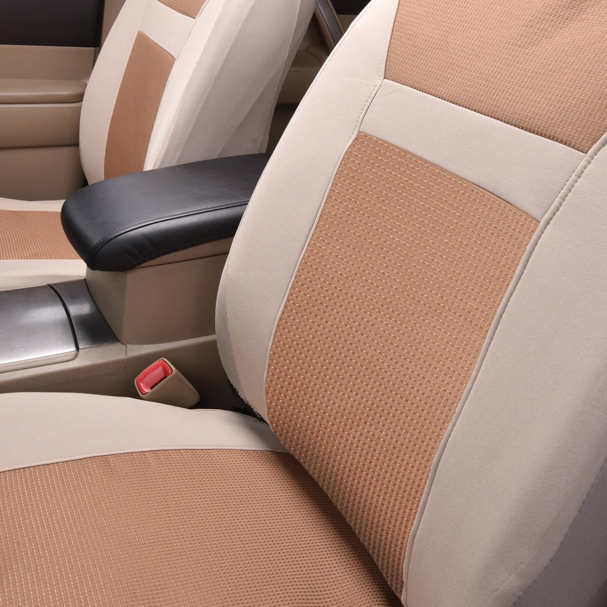 Flying Banner Maglie e Broccato Universale Coprisedili Auto Sedili con Airbag laterale (Beige)
