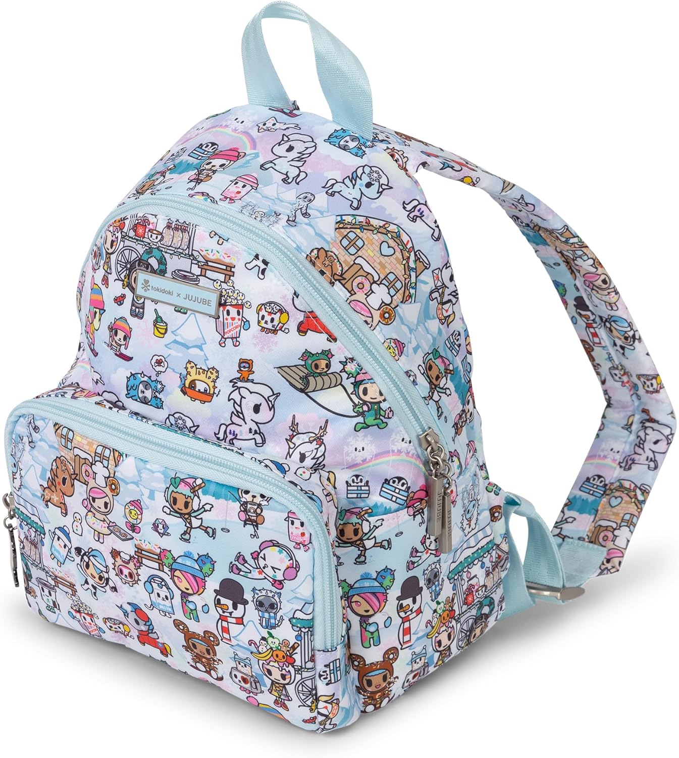 JuJuBe Everyday Mini, Tokidoki Snow Day, Small Diaper Backpack, Travel Bag for Baby Boy or Baby Girl, Lightweight Backpack for Baby Essentials, Bottles, Diapers, Pacifiers