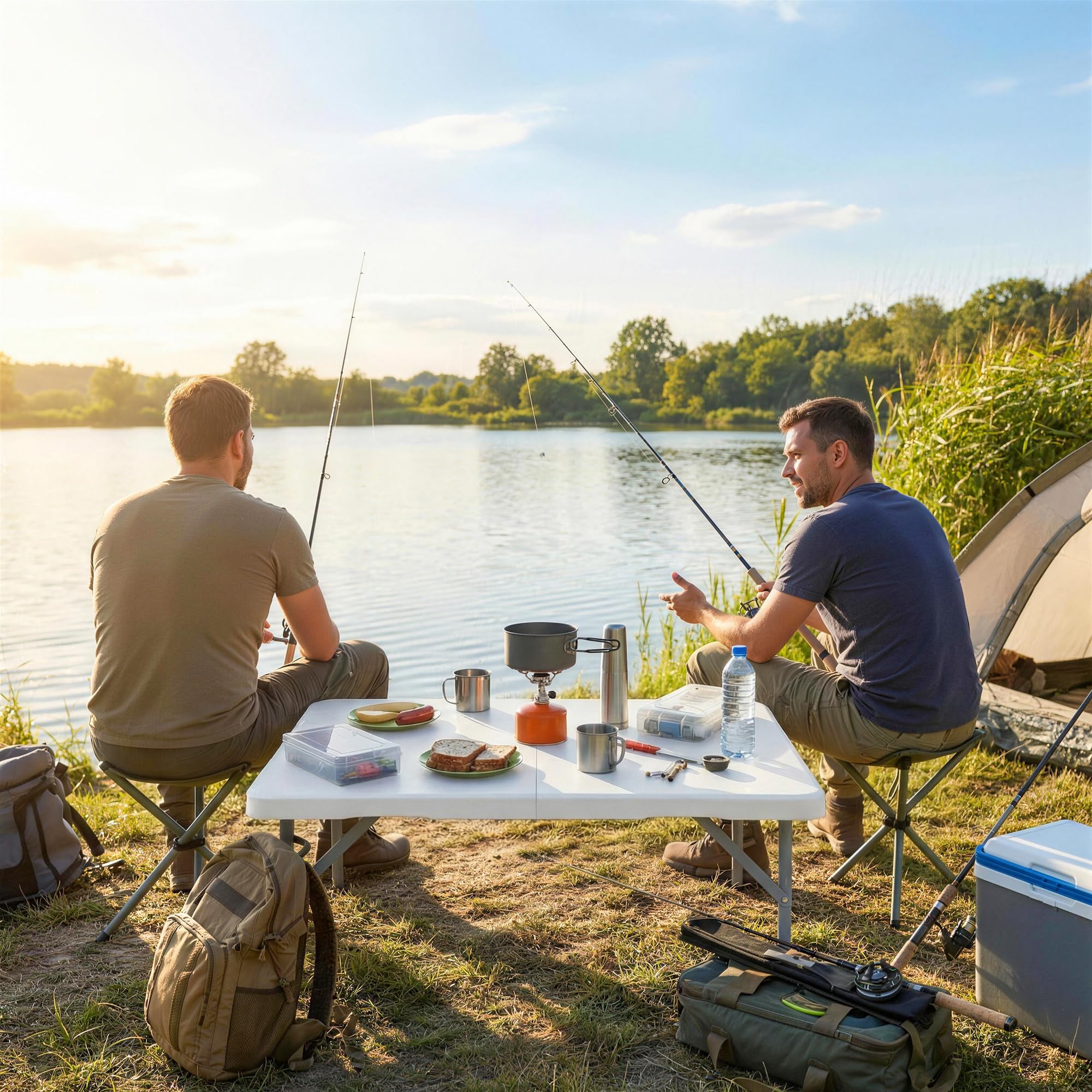 Outsunny Table Pliante en HDPE, Table de Camping Pliante carrée 86 x 86 x 74 cm, avec Une poignée, Hauteur réglable, pour intérieur/extérieur, pour la terrasse, Le Camping, la Plage, Blanc