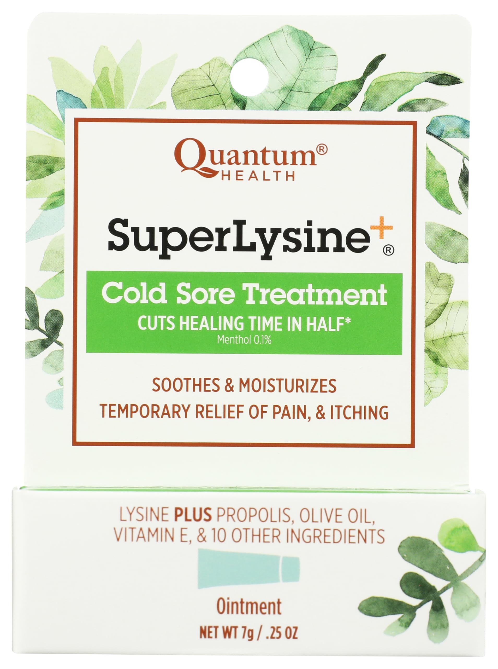Quantum SuperLysine+ Cold Sore Treatment Ointment|Relieves Pain, Burning, and Itching|Cuts Healing Time in Half|0.25 Ounce