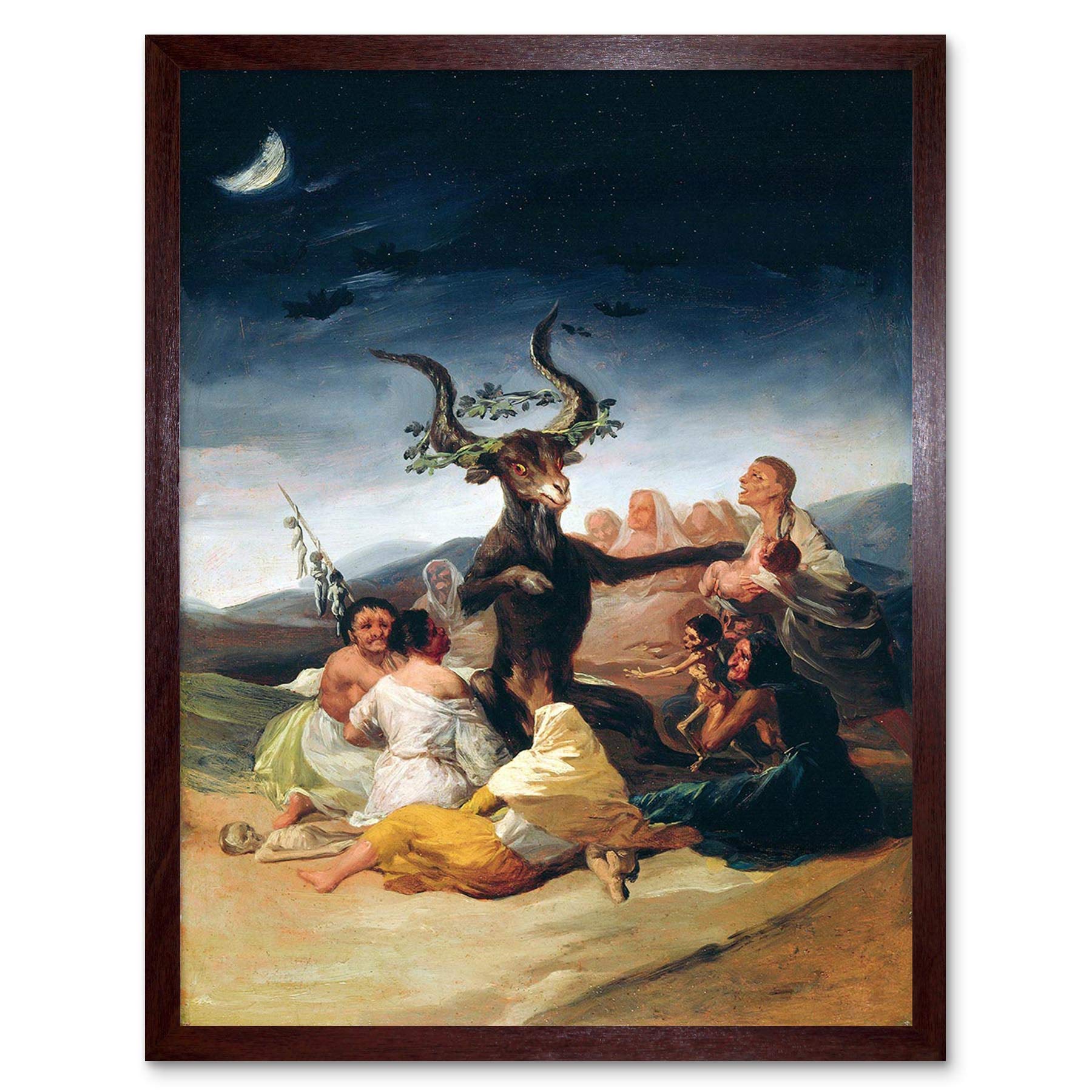 Wee Blue Coo Painting Fantasy Landscape Goya Witches Sabbath Art Print Framed Poster Wall Decor 12X16 Inch