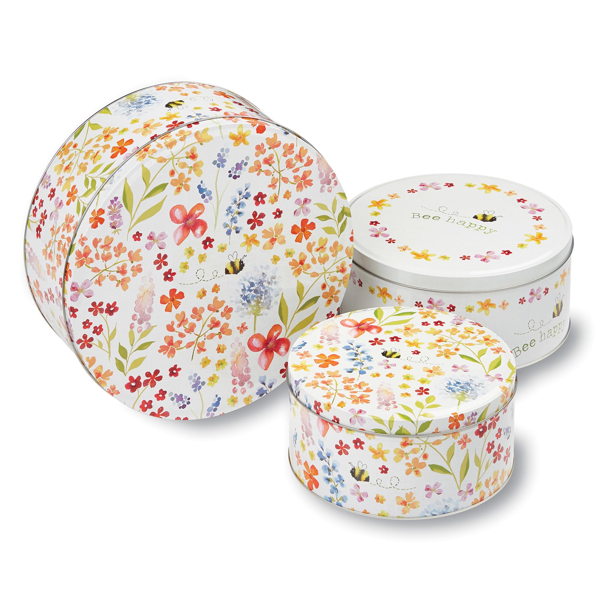 England Set of 3 Cake Storage Tins | British Designed Nesting Cake Tins for Cakes & Biscuits | Cake Tin/Biscuit Tin Available as Square Cake Storage Tin or as Round Cake Storage Tin