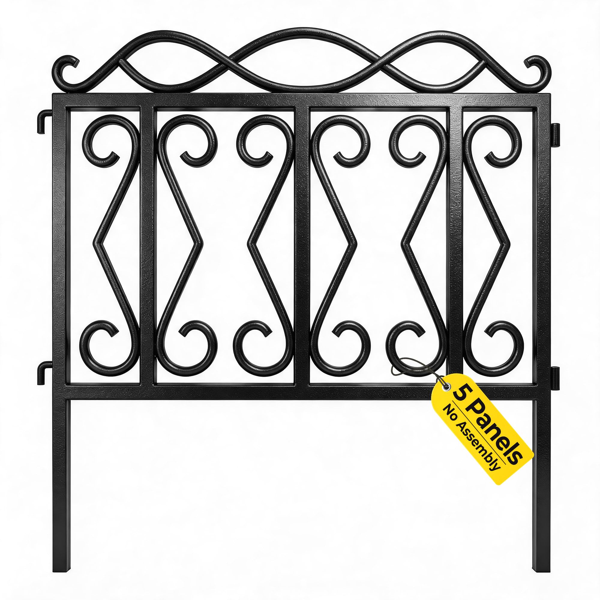 Photo 1 of AMAGABELI GARDEN & HOME 5 Panels 24in(H)×10ft(L) Decorative Garden Fences and Borders for Dogs No Dig Rustproof Metal Fence Panels Garden Fence Edging Border Animal Barrier Fencing Black