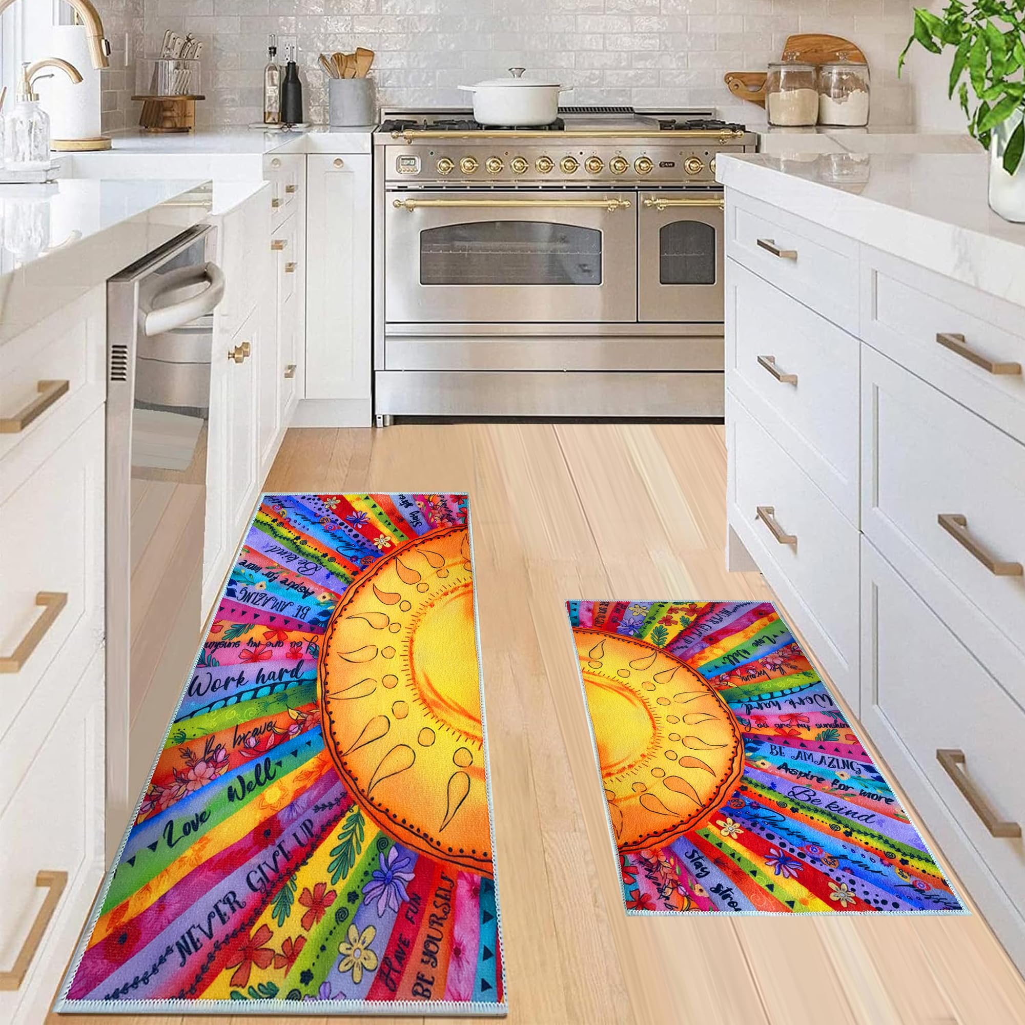 LIBRNTY Tappetini Da Cucina Lavabili Antiscivolo - Set 2 Pezzi 40x60cm E 40x120cm, Per Interni E Esterni - Foto 3