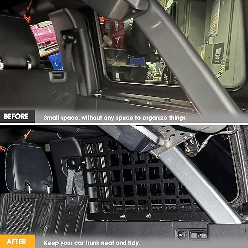 Miniatura 4 de BESTAOO Organizador de maletero de metal, panel Molle, ventana de carga trasera, estante interior de almacenamiento para Ford Bronco 2021 2022 2023