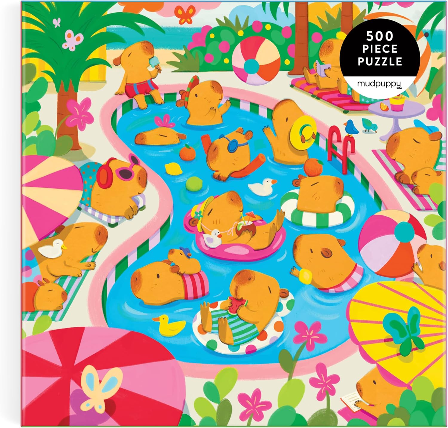 Mudpuppy - Capybara Pool Day 500 Piece Jigsaw Puzzle image 3