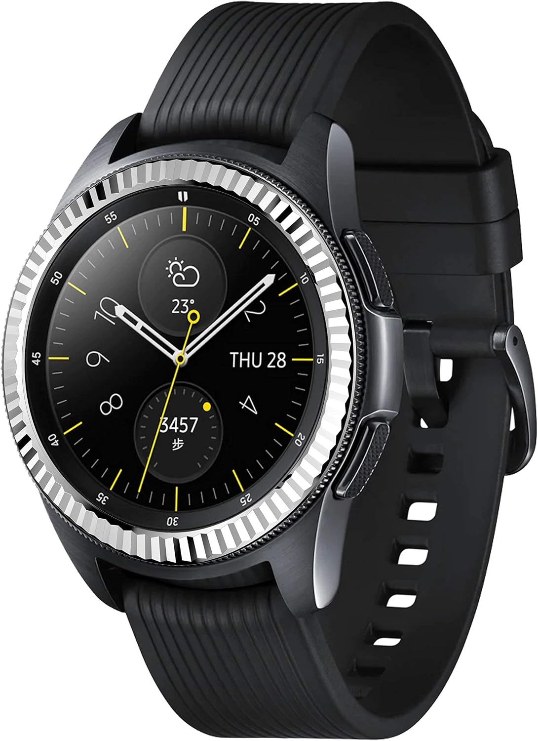 NotoCity Bezel Cover Compatible with Galaxy Watch 42mm/Gear Sport Watch Adhesive Cover Anti Scratch Stainless Steel Protection(Silver -1)