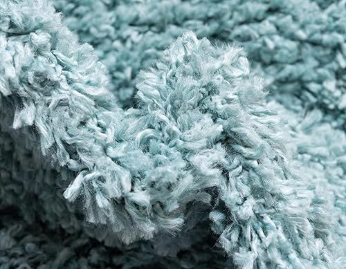 Miniatura 6 de Rugs.com Zermatt Shag Collection - Alfombra ovalada de 3 pies 3 pulgadas x 5 pies, 3 pies, 3 pies, color aguamarina, perfecta para salas de estar,