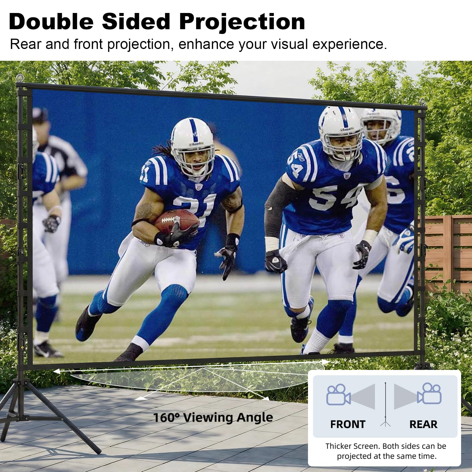 Wootfairy 200 Zoll Beamer Leinwand mit Ständer, Tragbare Projektor Leinwand 16:9 4K HD Outdoor Indoor Projektor Screen mit Tragetasche für Hinterhofkino Präsentation
