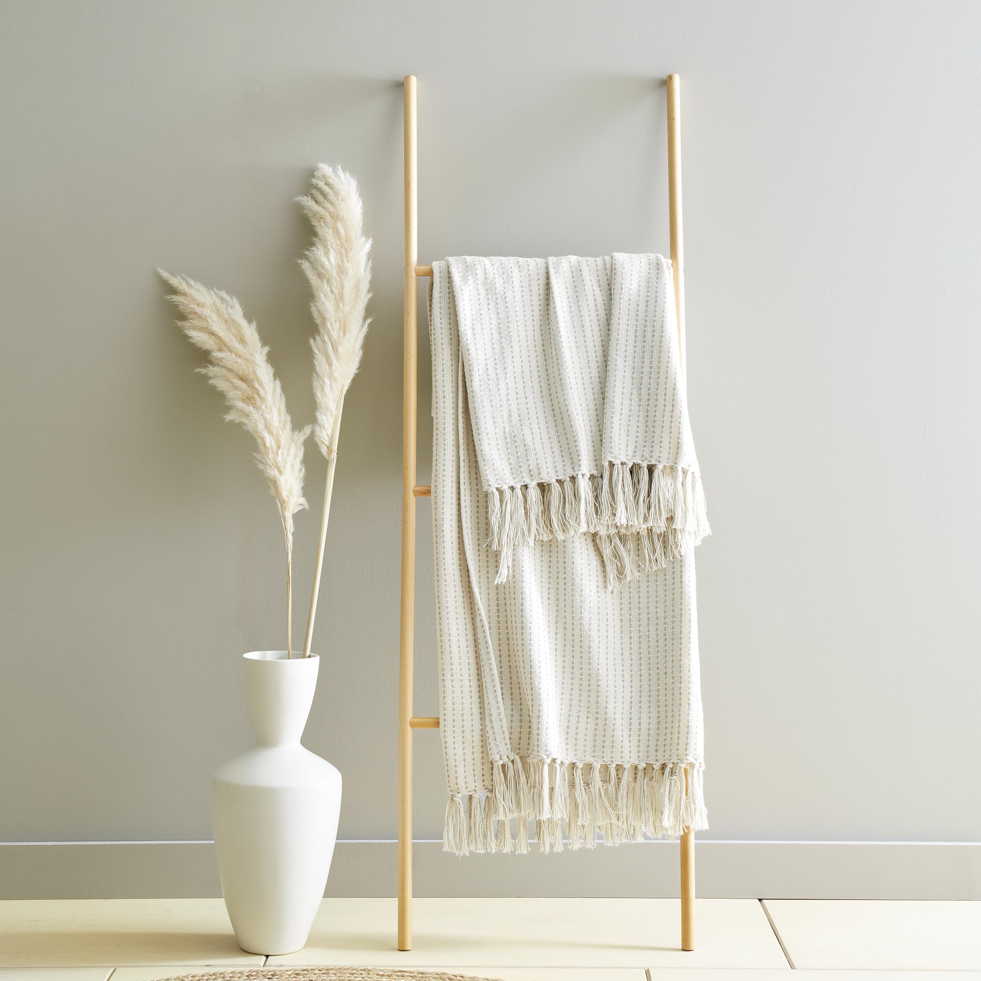 Couvre-lit coton recyclé Quinn Drift Home crème 200x200 jeté de lit double