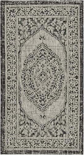 SAFAVIEH Courtyard Collection CY8751 - Alfombra decorativa para interiores y exteriores, impermeable, fácil limpieza, 2 x 3 pies 7 pulgadas, gris