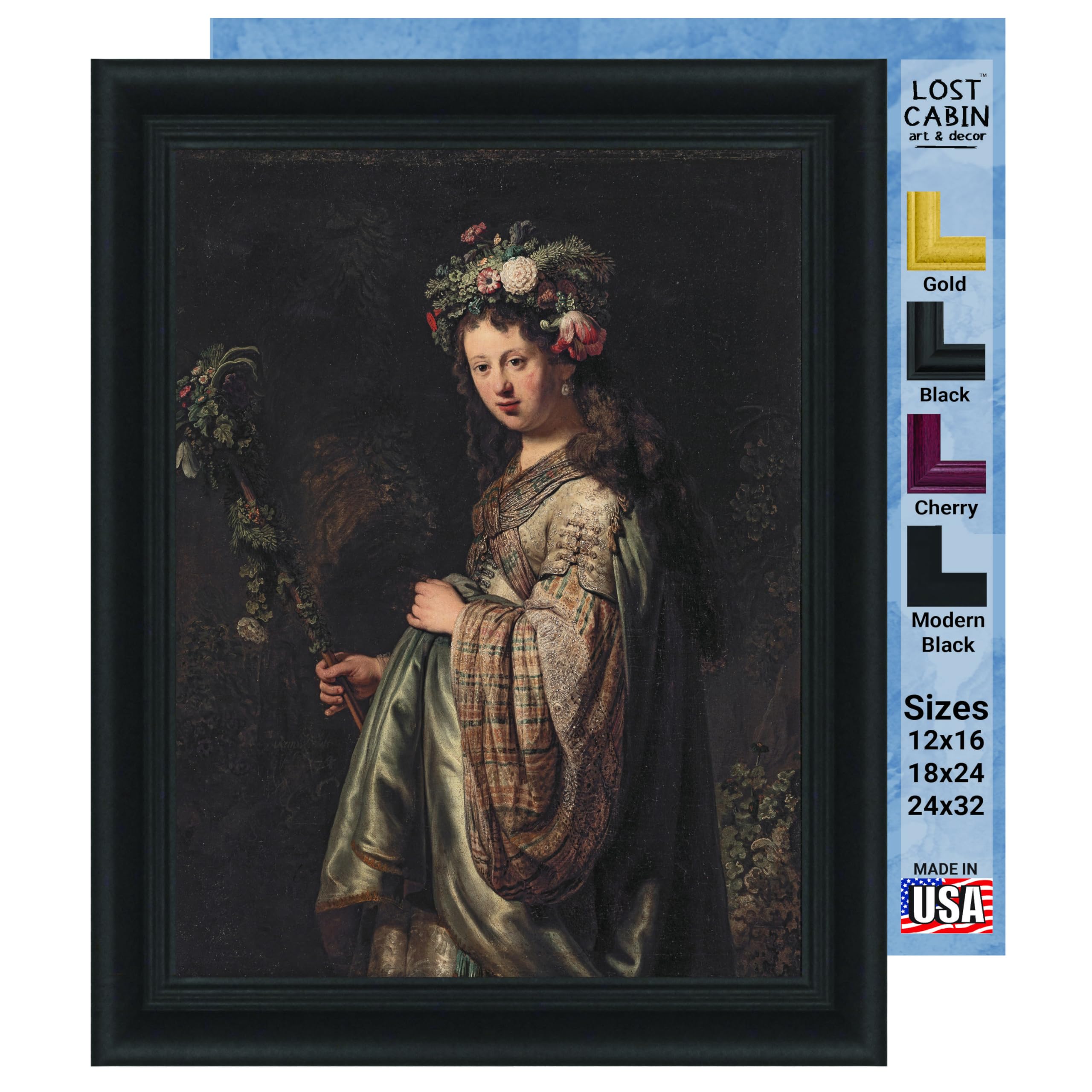 Artery8 Poster A Pannelli Rembrandt Flora - XL 119x84 Cm - Riproduzione D'Arte Su Satin Paper - 8 Sezioni