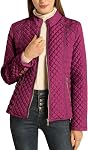 Bellivera Women's Fleece-Lined Diamond Quilted Puffer Jacket | Winter Coat Stand Collar Casual Padded Outerwear with Soft Thermal Lining, Zipper Front, and Classic Stitched Surface
