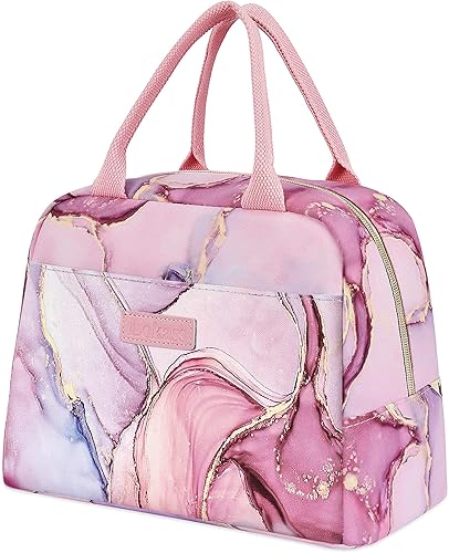 LOKASS Lonchera térmica para mujer, bolsa térmica para el almuerzo, para mujeres, niñas, adultos, oficina, trabajo, color rosa