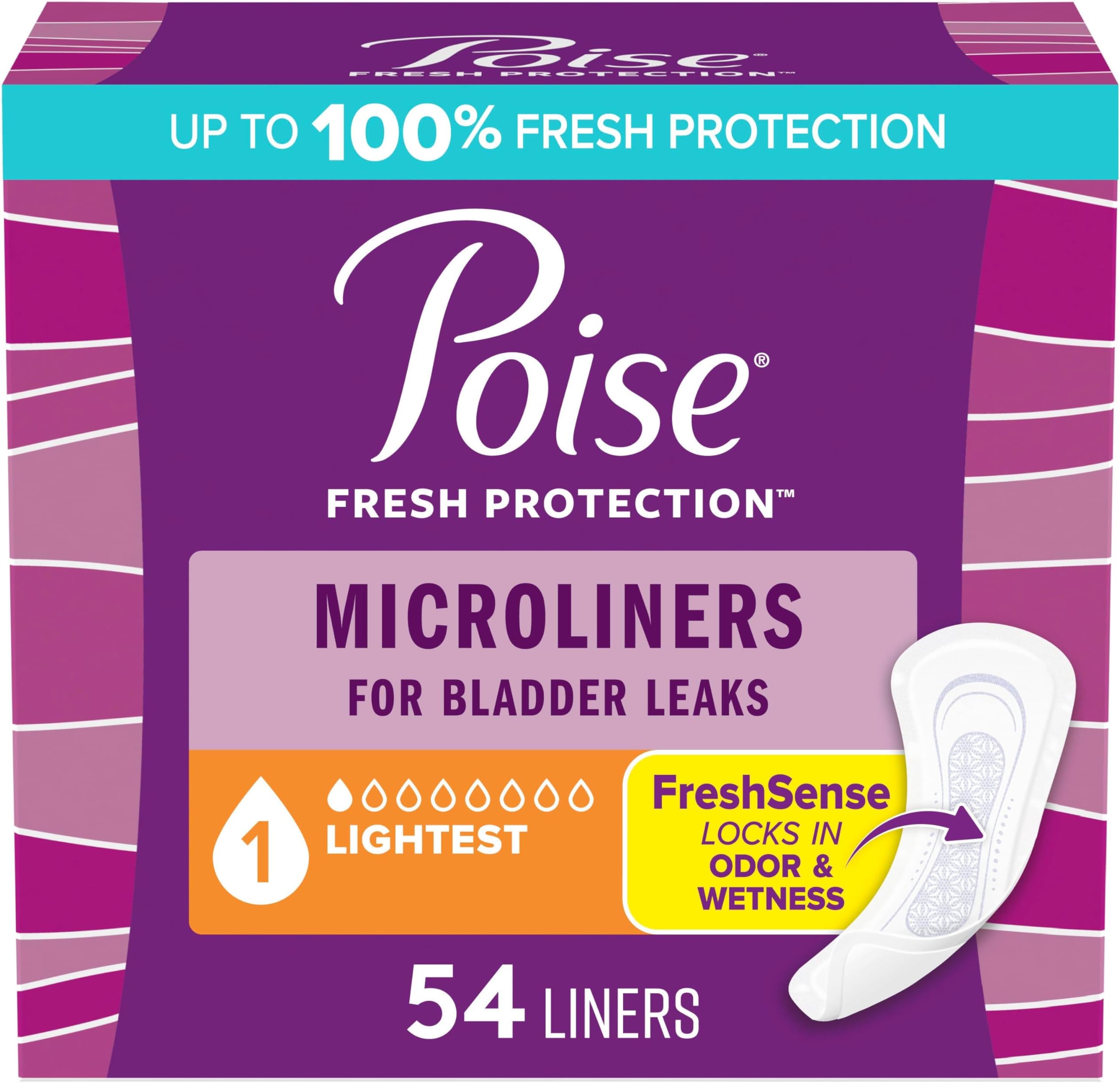 Daily Microliners, Incontinence Panty Liners for Bladder Leaks, 1 Drop Lightest Absorbency, Regular, 54 Count of Pantiliners