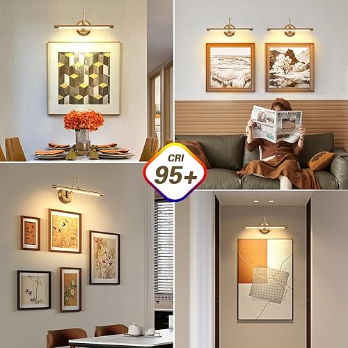 Miniatura 4 de Luces modernas para fotos de 16.54 pulgadas, lámpara de latón para mostrar los cuadros en la pared, lámpara LED metálica para pared, 9 W (45 W