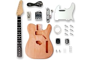 DIY Electric Guitar Kit with Okoume Wood Body, Maple Neck & Composite...