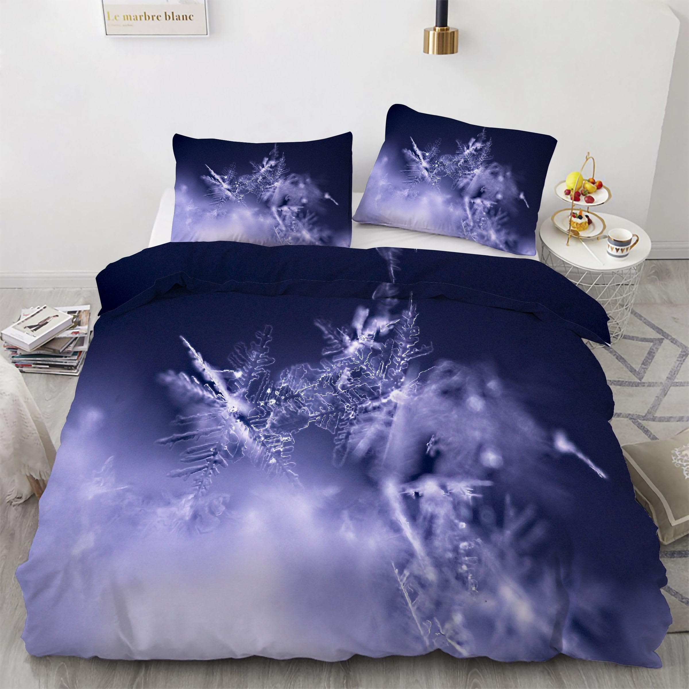 Ensemble de literie 3 pièces violet haut de gamme en microfibre douce 240 x 260 cm