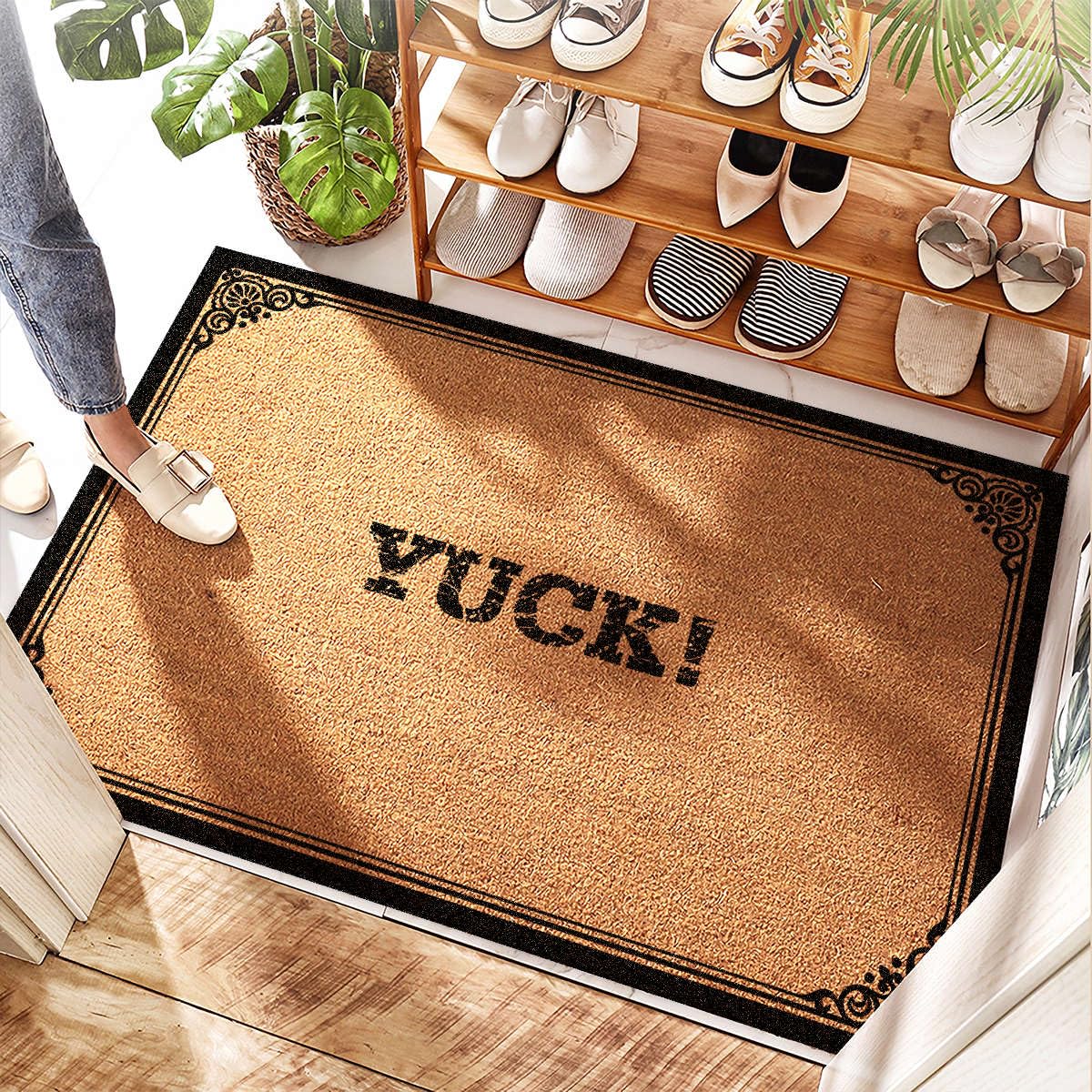 Paillasson épais et imperméable Dooroutdoor tapis d'entrée rond 65x90