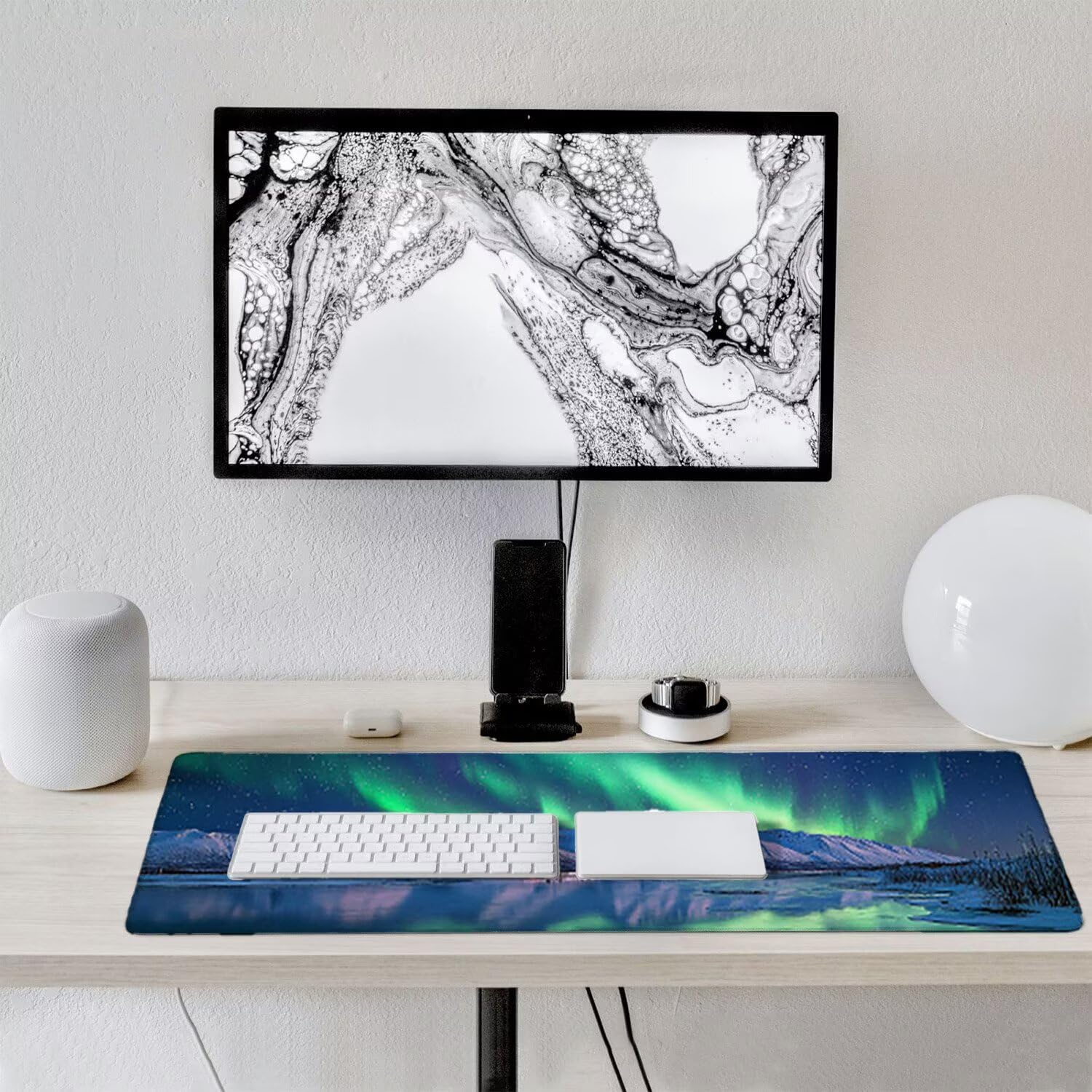 Podkładka pod mysz do gier XXL duża mysz 1600 x 800 mm, duża podkładka pod biurko z antypoślizgową gumową podstawą do gier, komputera, poprawia precyzję i szybkość (Aurora) o-423