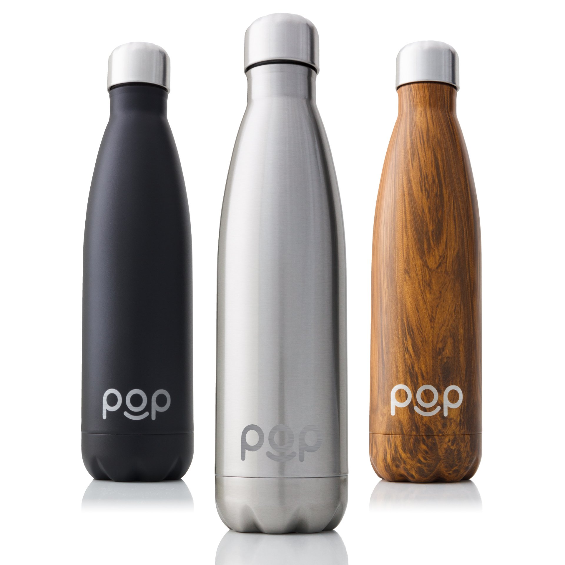 POP Design Stainless Steel Vacuum Insulated Hot & Cold Water Bottle, Sweat & Leak-Proof, Travel Flask, Sports, Home, Gym, Cycling, BPA Free, 500ml or 750ml, 3 colors