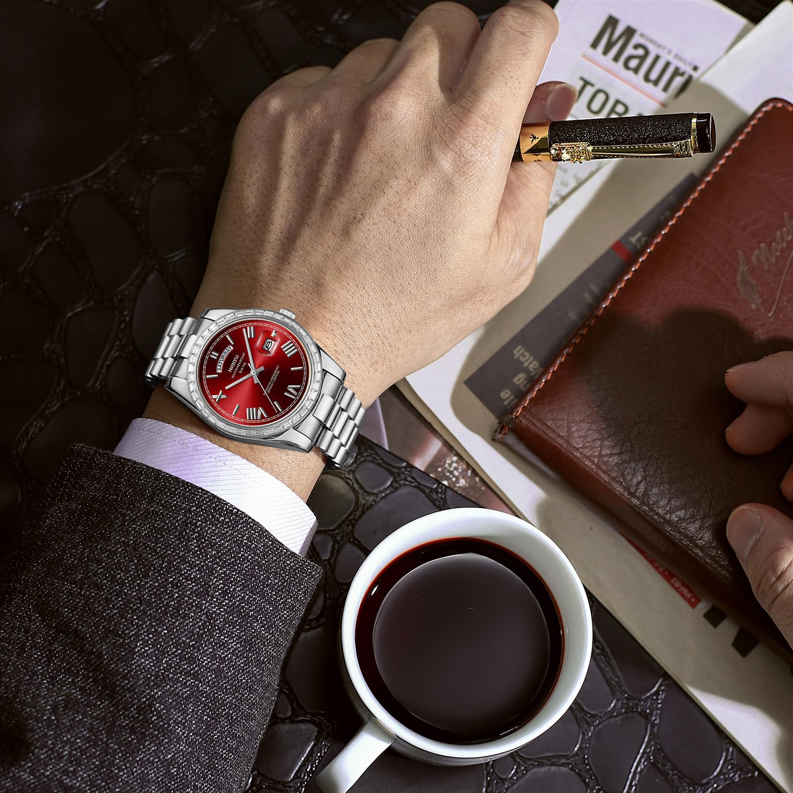 NIBOSI Orologi da uomo analogico al quarzo lunetta con diamanti quadrante in acciaio inossidabile oro rosa argento orologi da uomo impermeabili Business Classic Dress orologio da polso con giorno data