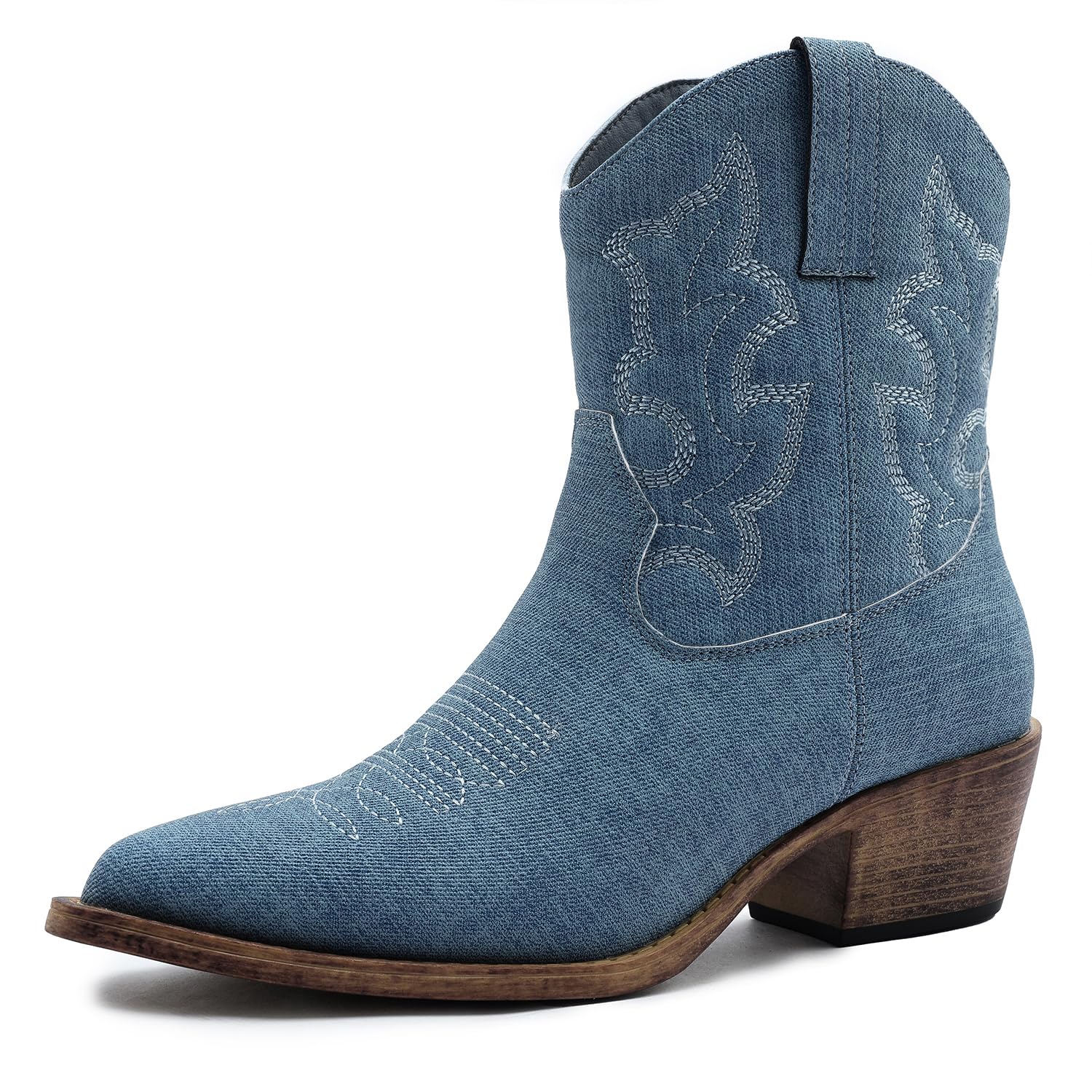 GLOBALWIN Cowboy Boots For Women Cute Cowgirl Boots Womens Western Boots With Embroidery Side Zipper Chunky Heel