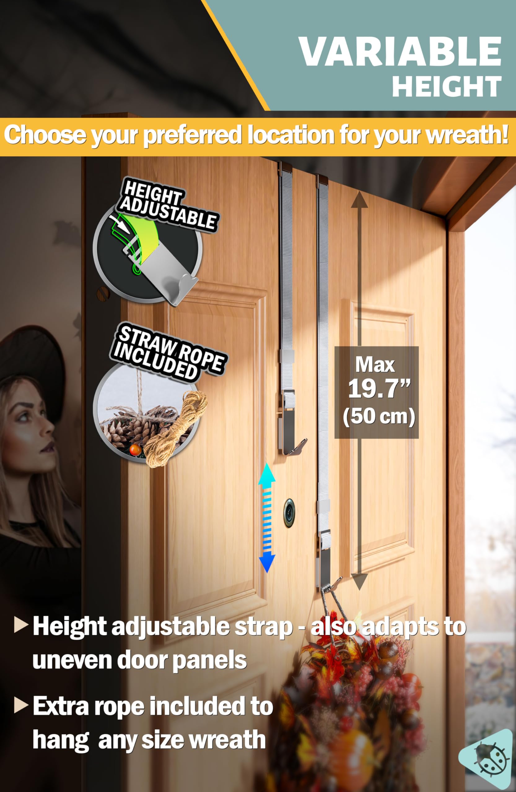 Menz Wreath Hanger for Front Door, Adaptable Wreath Holder for Front Door Decoration Hanger - Image 4