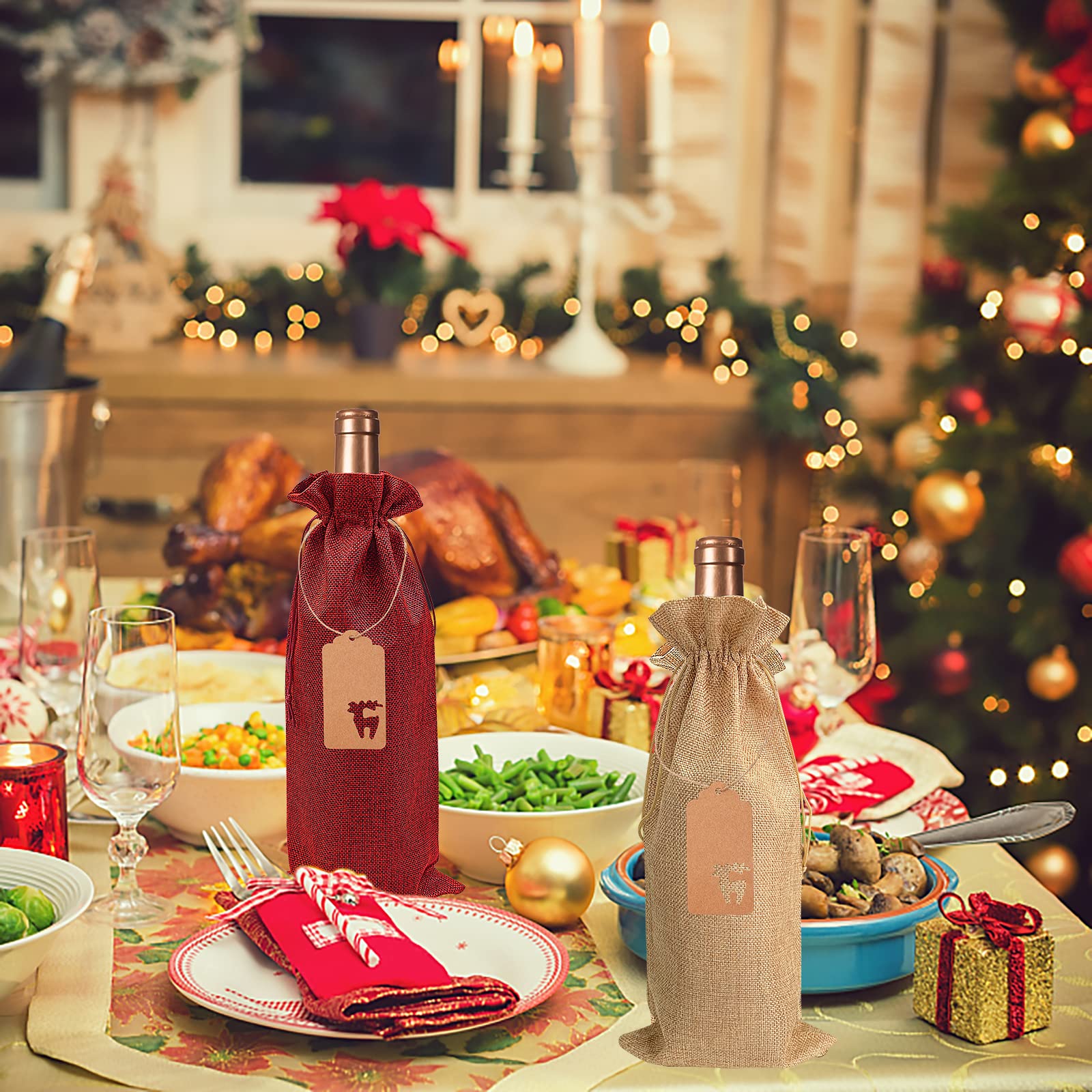 Qimeyu Sacs à Vin En Toile De Jute,12 Pièces Sacs à Bouteille
