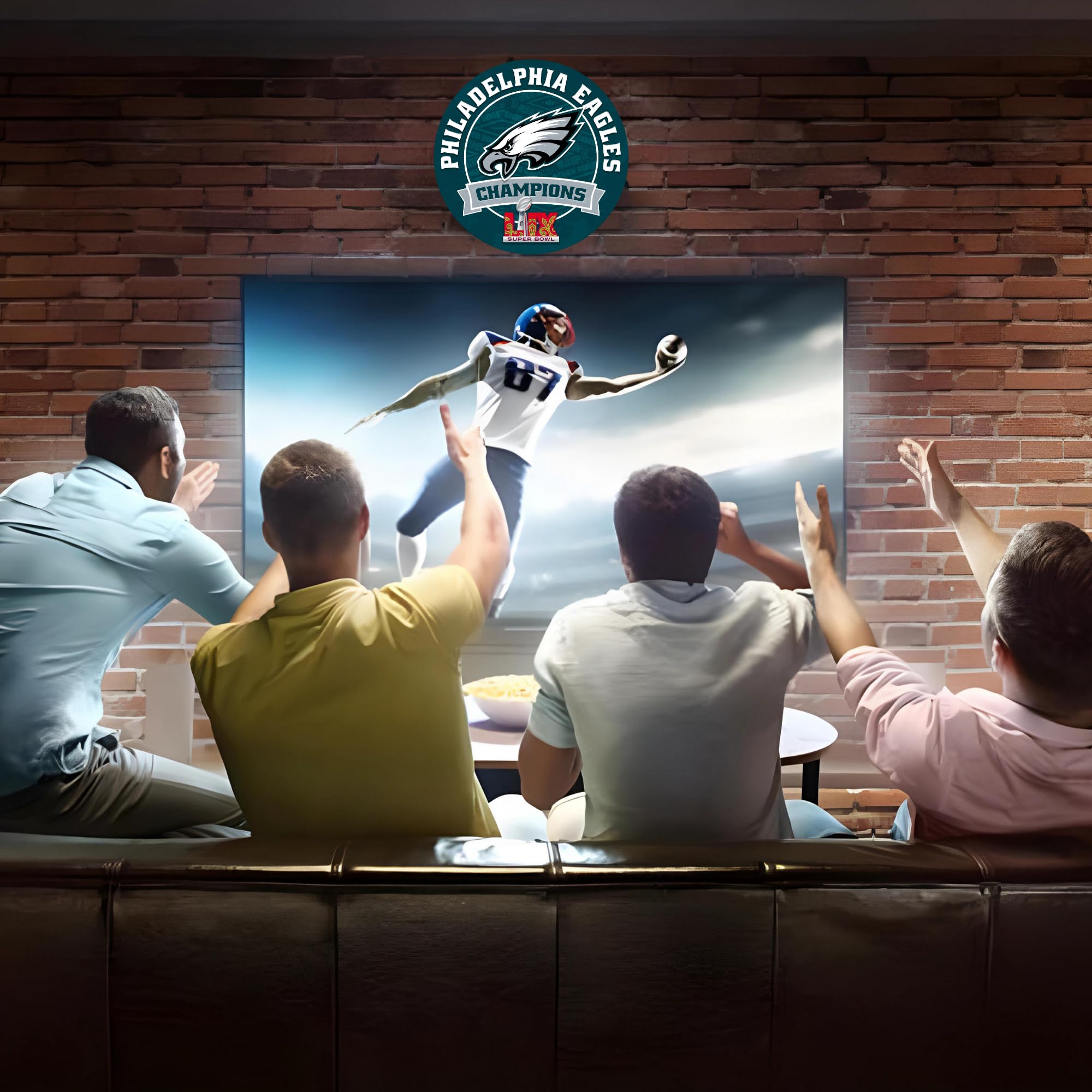 Fan Creations Philadelphia Eagles 2025 Superbowl LIX Champions Wandschild, klassisch, kreisförmig, rustikale Holzdekoration für Männerhöhle, Spielzimmer, Wohnheim oder Zuhause, NFL-Fan-Sammelstück von