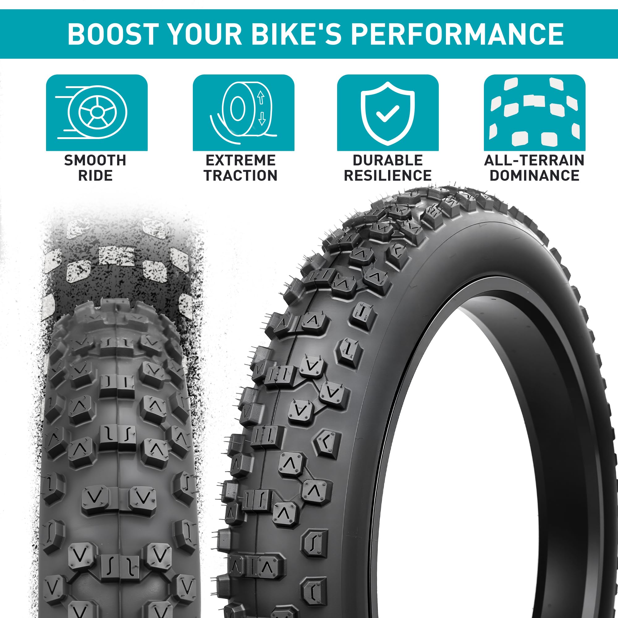 ZUKKA 2 opony rowerowe Heavy Duty, 26 cali, 26 x 4,0, płaszcz 102-559, składane, tłuszczowe opony do rowerów elektrycznych/górskich, kolor czarny