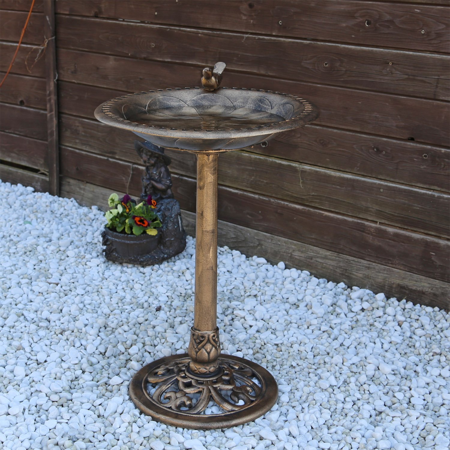 CLGarden Vogeltränke VGT3 Vogelbad Vogel Tränke Bad mit Vogel auf der Wasserschale