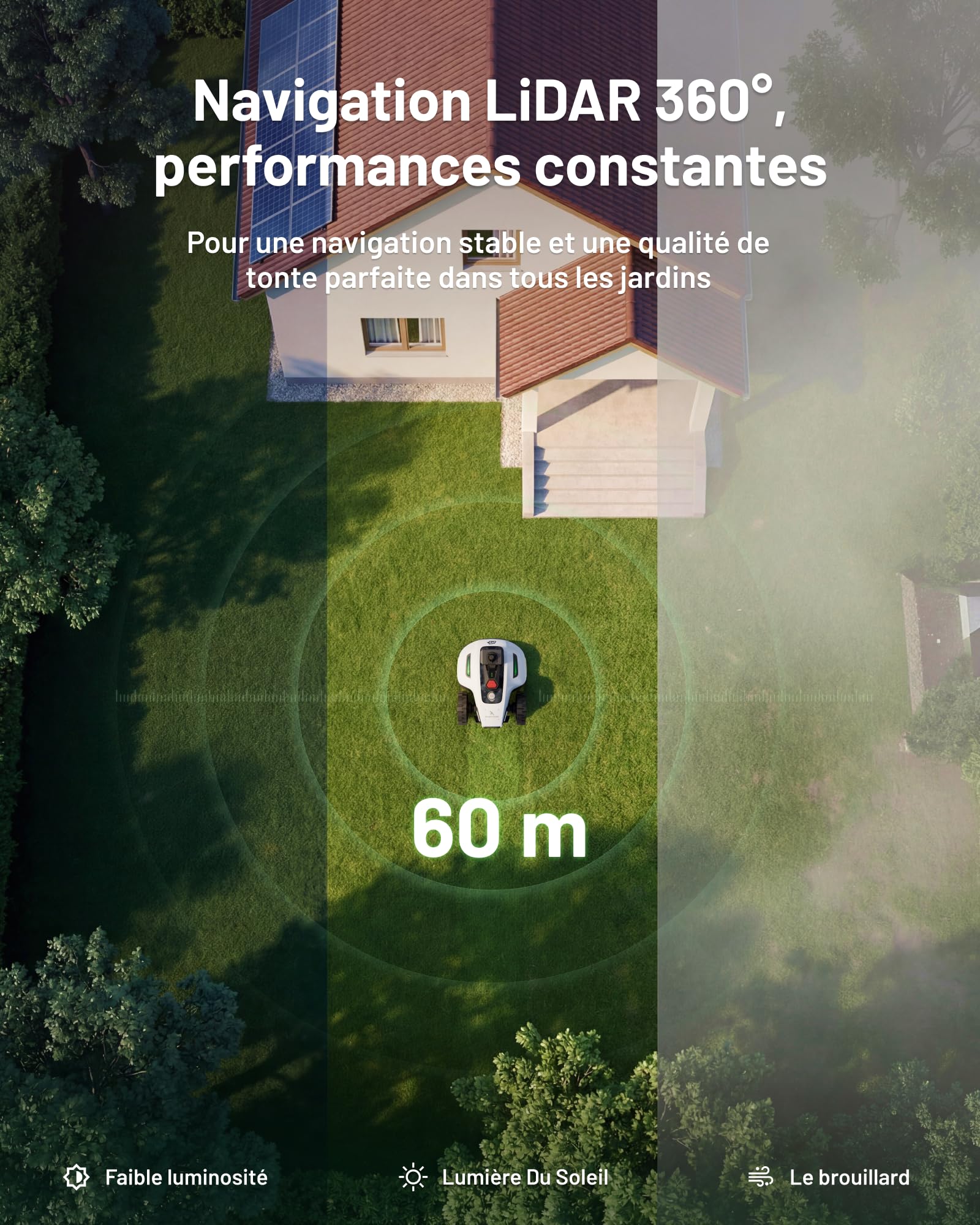 MAMMOTION YUKA Mini 2 800 LiDAR Robot Tondeuse sans Fil Périmétrique – Jusqu’à 800 m² - vue 3