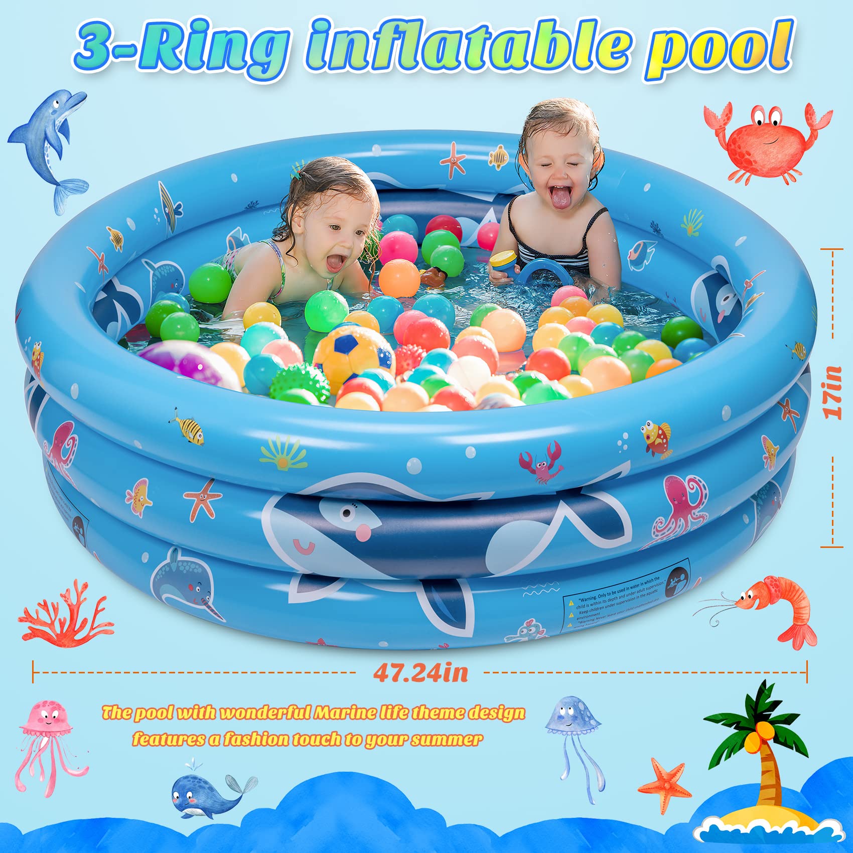 Buy balnore Kiddie Pool for Toddlers Whale Inflatable Kiddie Pools