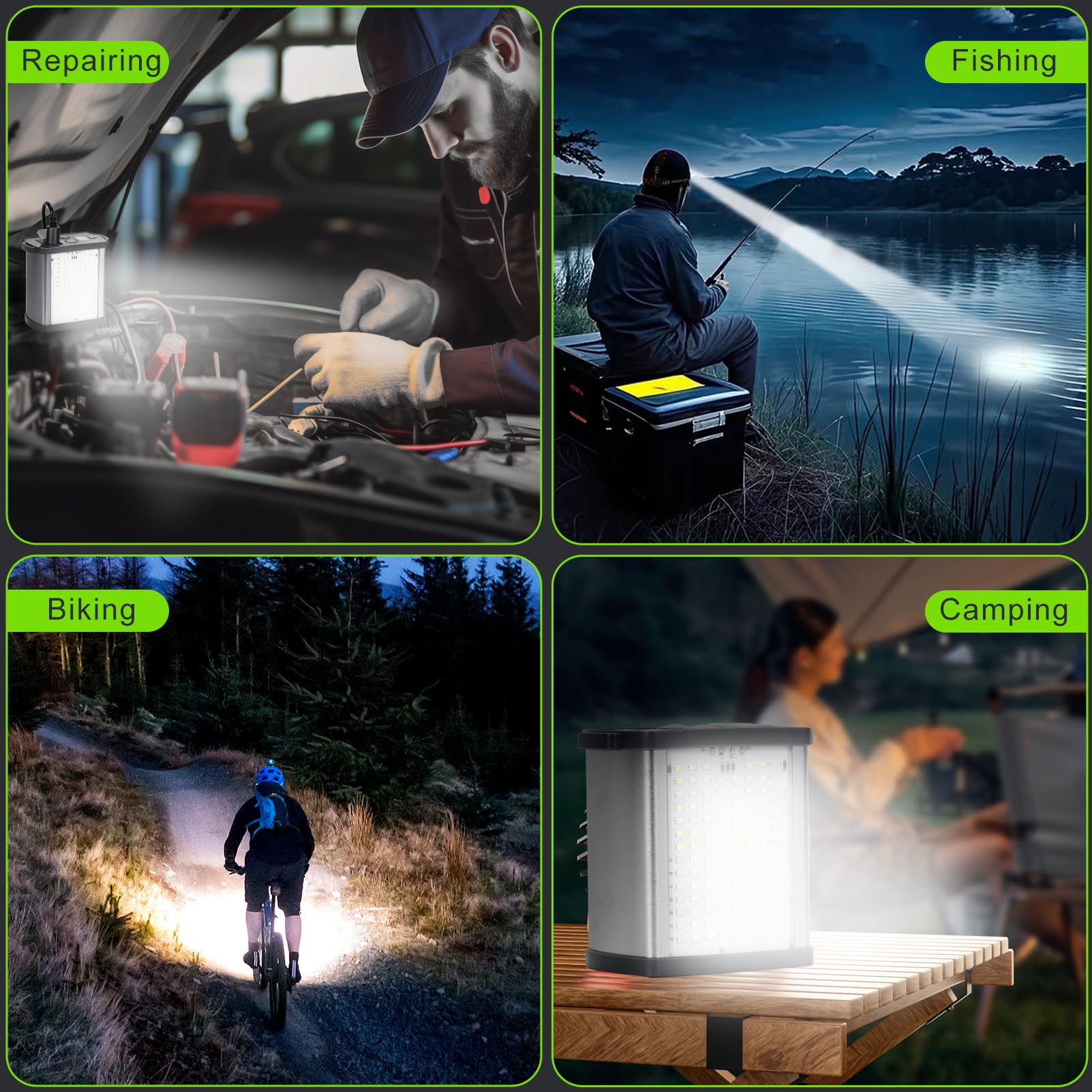 LED-Stirnlampe, 40 W, hohe Lumen, wiederaufladbar, 20.000 mAh, ultrahell, wasserdicht, mit Gehäuse aus Aluminiumlegierung und Seitenlicht, ideal für Camping, Wandern, Jagd, Angeln, Notfall