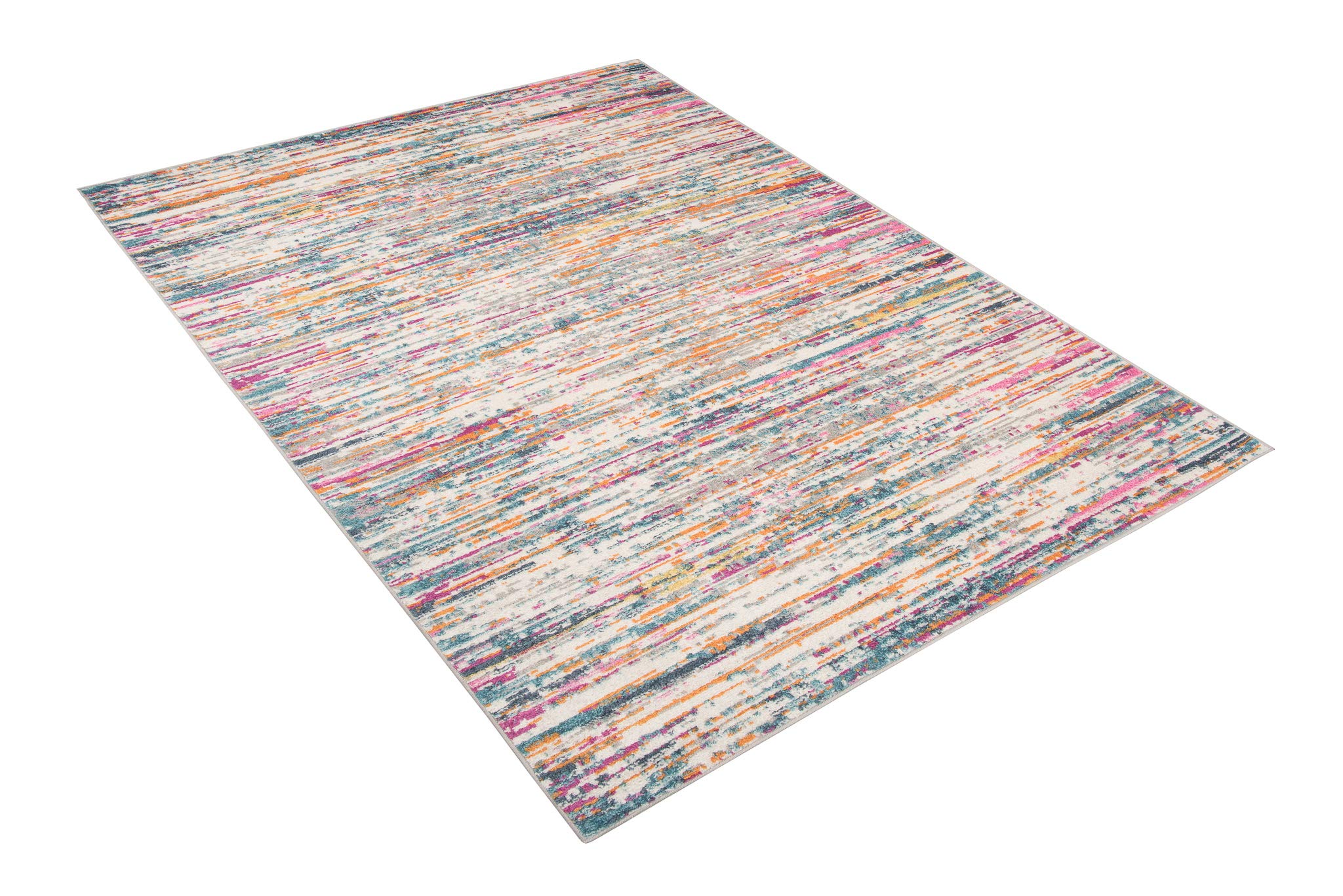 Tapiso Lazur dywan z krótkim włosiem, nowoczesny design, szary, niebieski, kremowy, pomarańczowy, różowy, rozmazywany paski, melanż, do salonu, sypialni, Ökotex 240 x 330 cm